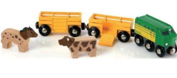 BRIO. 3 грузовых вагона с животными, 5 элементов, арт. 33404